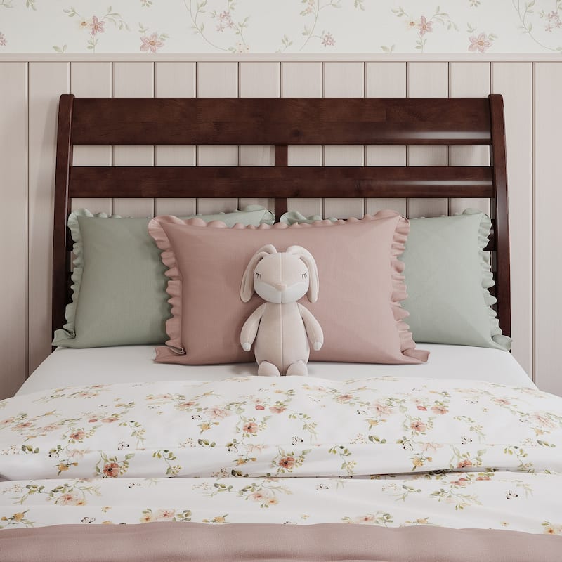 Twin Size Solid Wood Headboard with Classic Panel Styling, Warm Walnut Finish for Bedroom or Guest Room