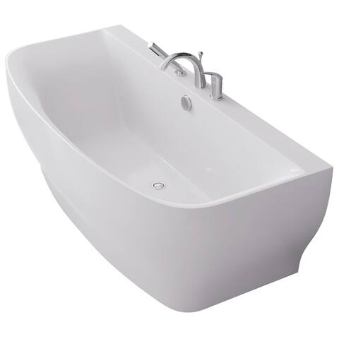 ANZZI Bank Series White 65 in. Acrylic Freestanding Bathtub with Deck Mounted Faucet