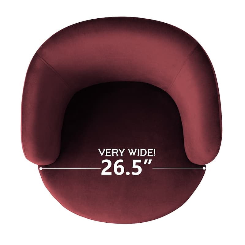 26.5" Wide Velvet Small Swivel Barrel Accent Chair