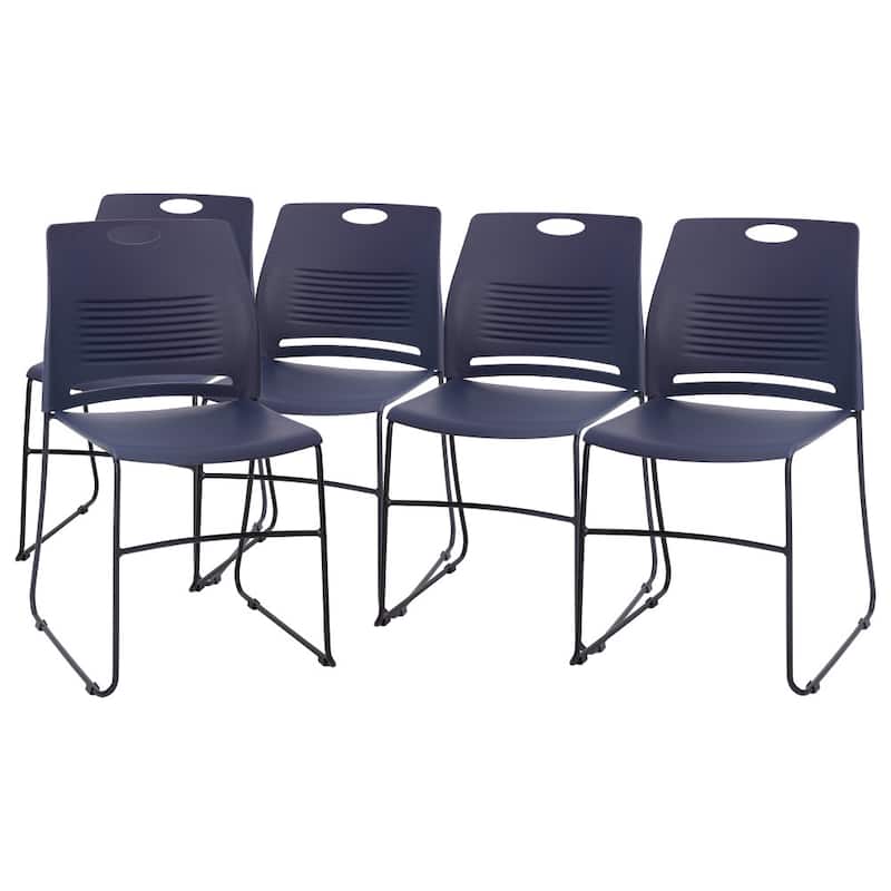 Commercial 660 LB. Capacity Plastic Steel Sled Base Stack Chairs - 5 Pack