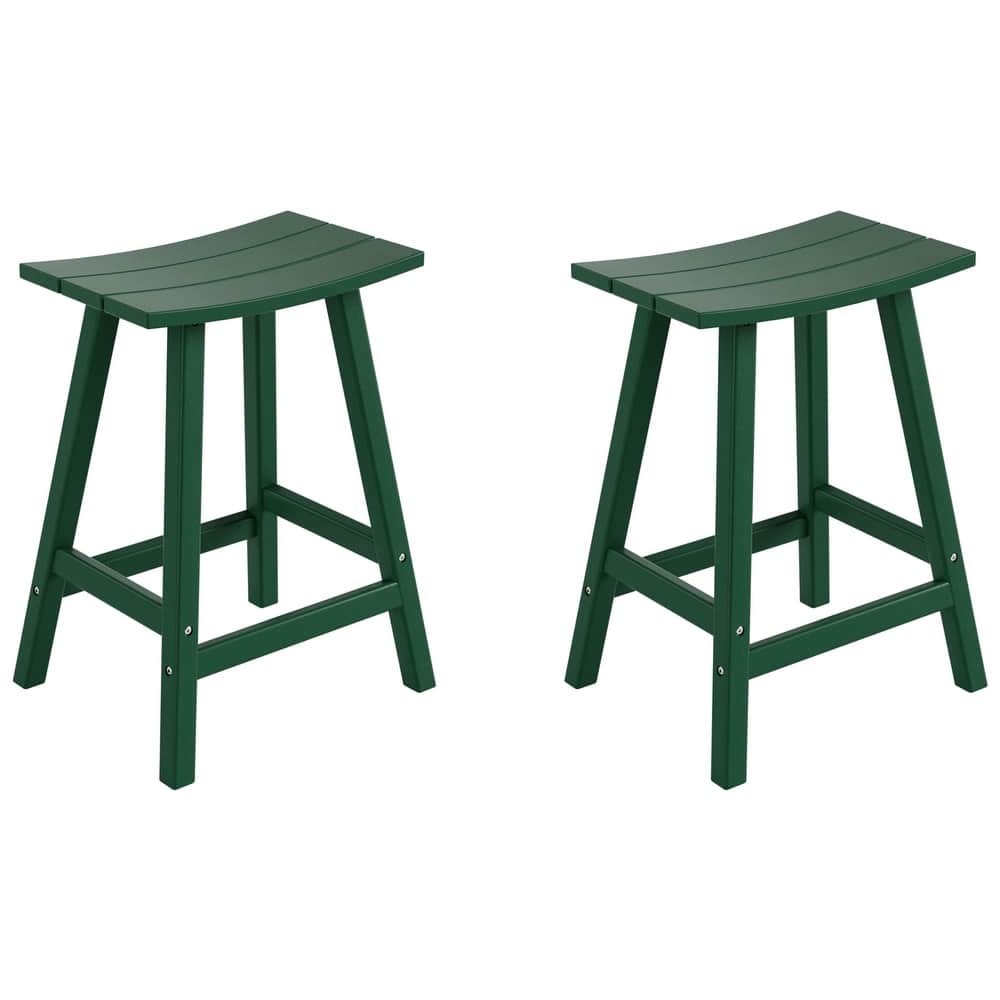Laguna Hdpe All Weather Outdoor Patio 24" Saddle Seat Counter Stool (Set Of 2)