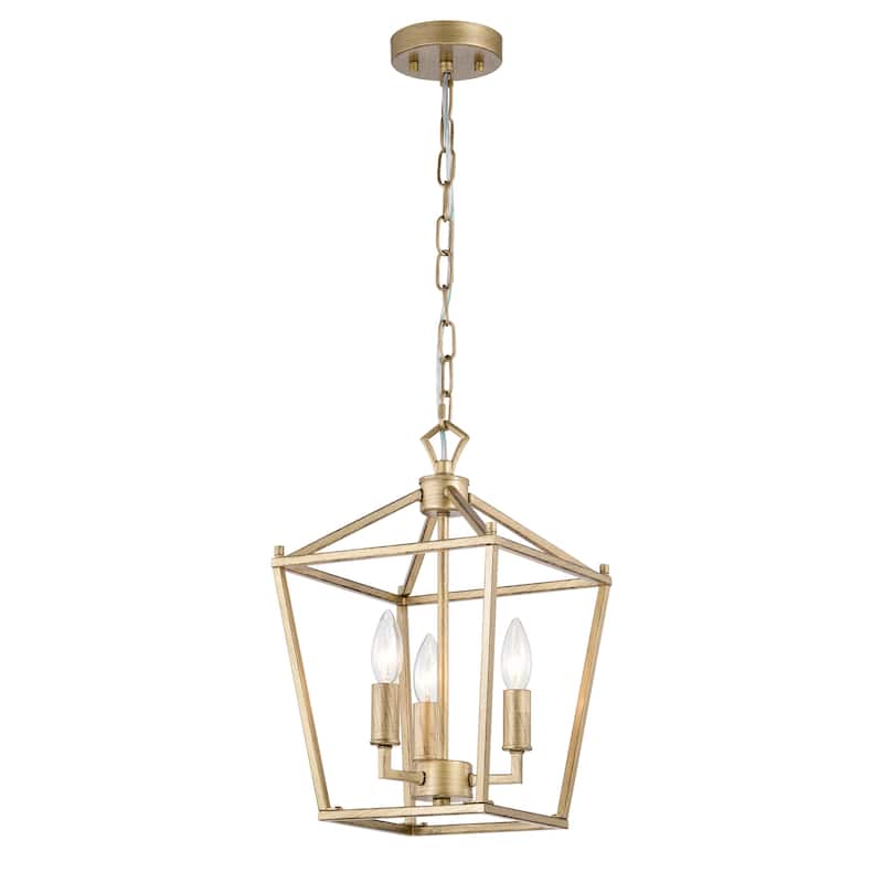 Buelex Lamp Post Lantern Style Iron Chandelier - Satin-Gold-10in