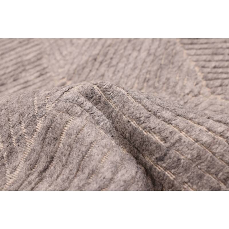 ECARPETGALLERY Hand Loomed Elysian Grey Wool Rug - 8'0 x 9'8