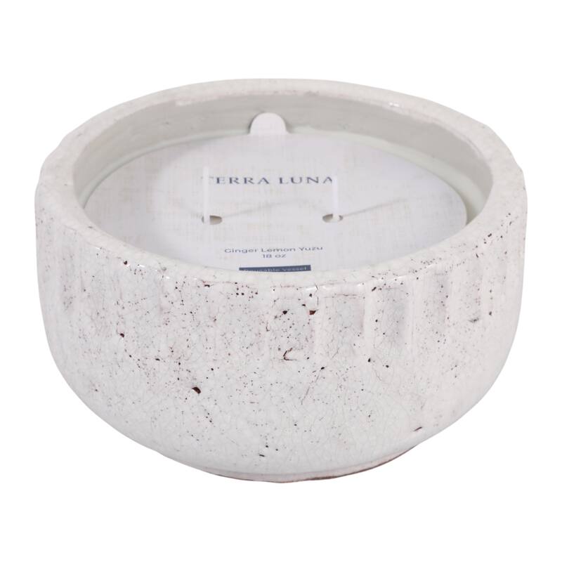Modern Crackle-Glazed Ceramic Scented Candle - 7"