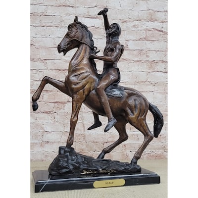 Scalp Frederic Remington Bronze Statue Sculpture Native American Western 19 Inches X 21 Inches