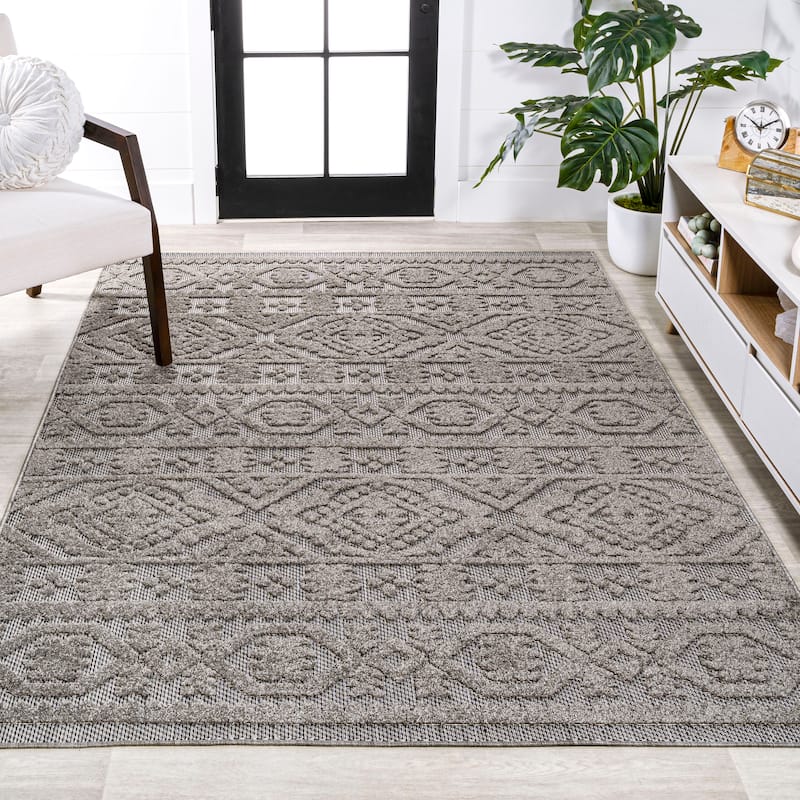 JONATHAN Y Jordan High-Low Pile Mediterranean Tile Indoor/Outdoor Area Rug