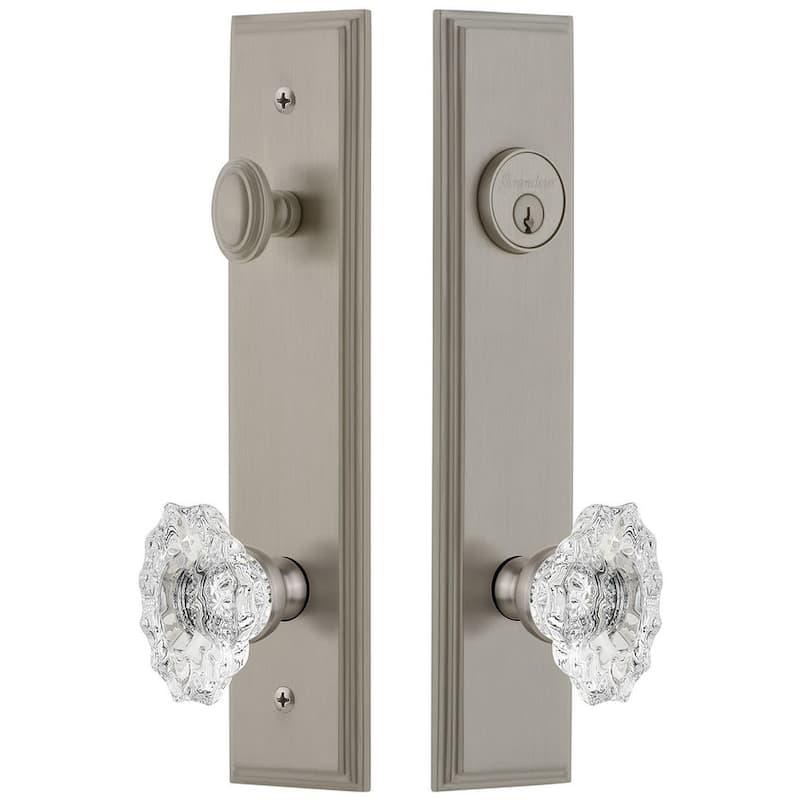 Grandeur Carre Solid Brass Tall Plate Single Cylinder Keyed Entry Set