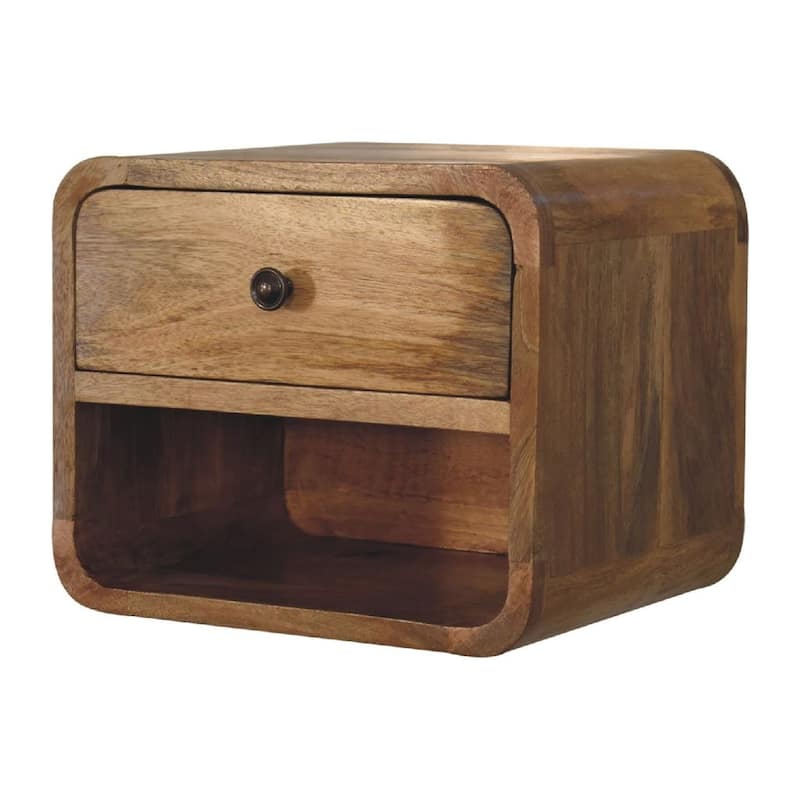 Artisan Furniture Solid Wood Mini Oak-ish Floating Open Nightstand
