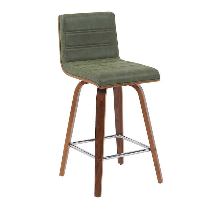 Skara Mid-Century Swivel Counter Stool, Upholstered Counter Height Chair with Bentwood Legs