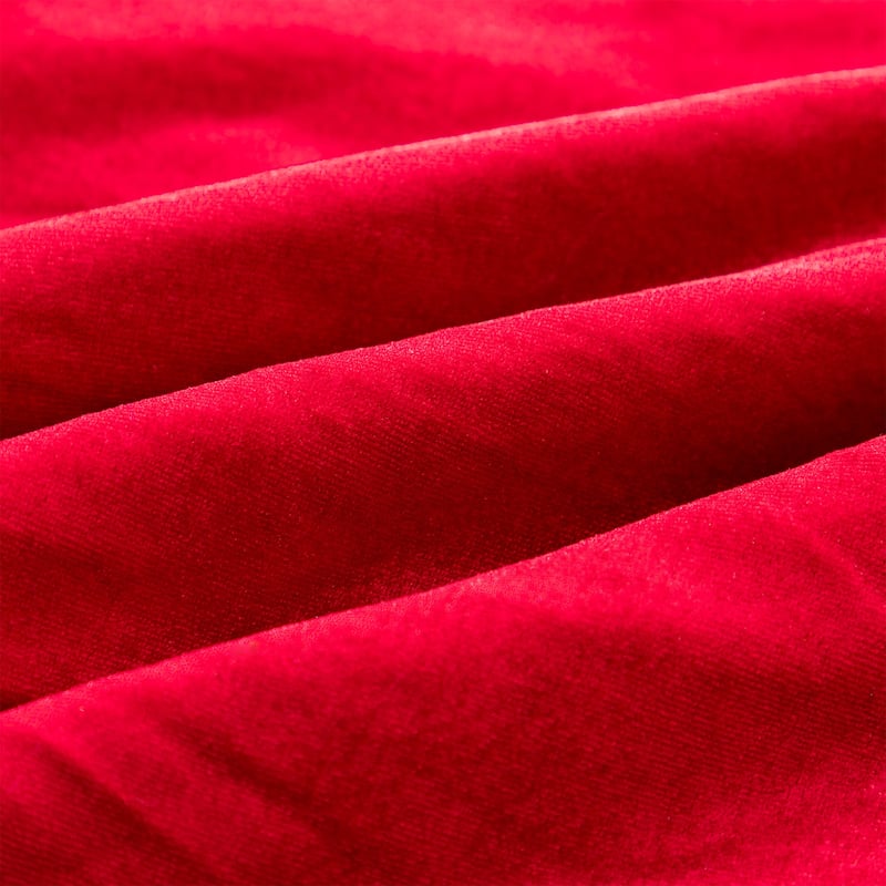 Glitzhome 48"D Deluxe Burgundy Velvet Ruffled Christmas Tree Skirt