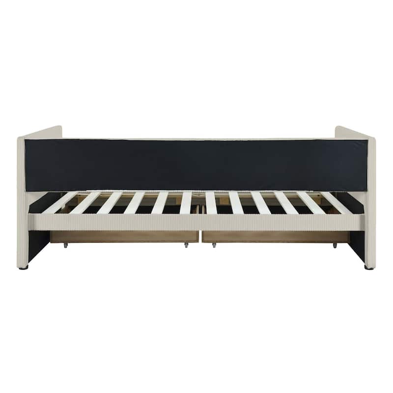 Twin Size Corduroy Daybed with 2 Drawers