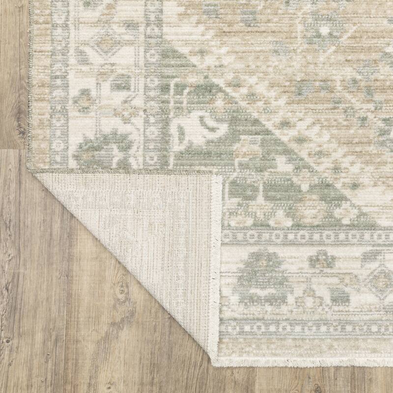 Style Haven Lucia Vintage Center Medallion Pale Blue/Taupe Area Rug