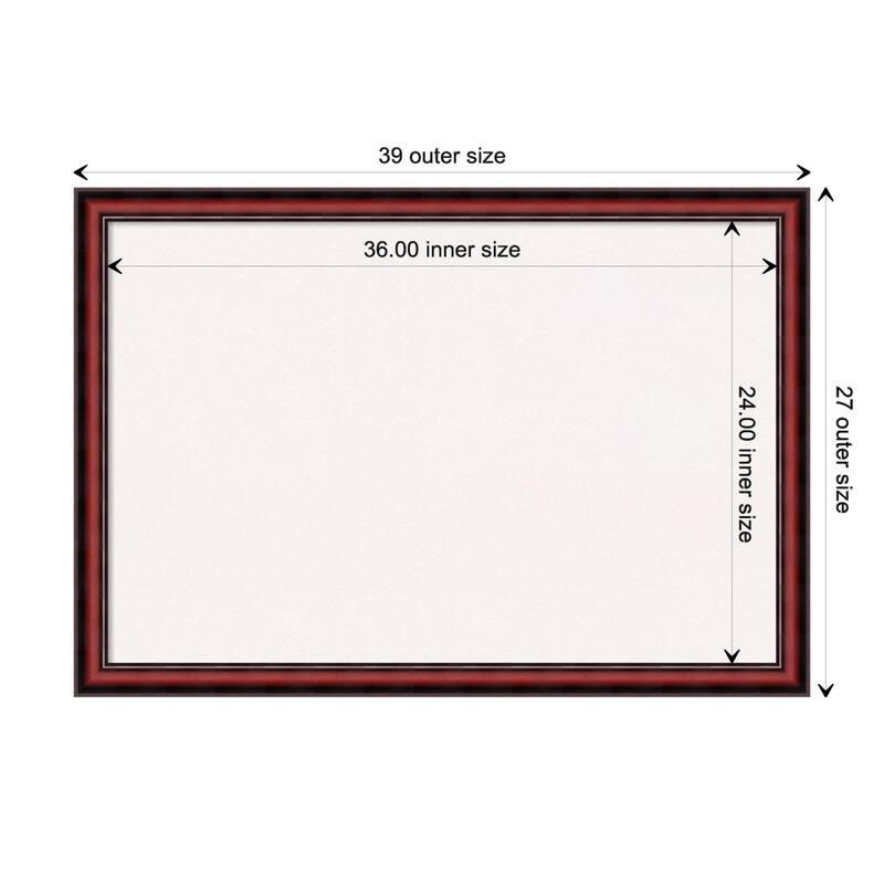 Rubino Cherry Scoop Wood Framed White Corkboard Bulletin Board - Board Size 36x24