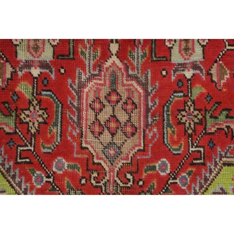 Hand Knotted Oriental 100% Wool Carpet Traditional Medallion Red Tabriz Area Rug - 9' 11'' X 6' 5''
