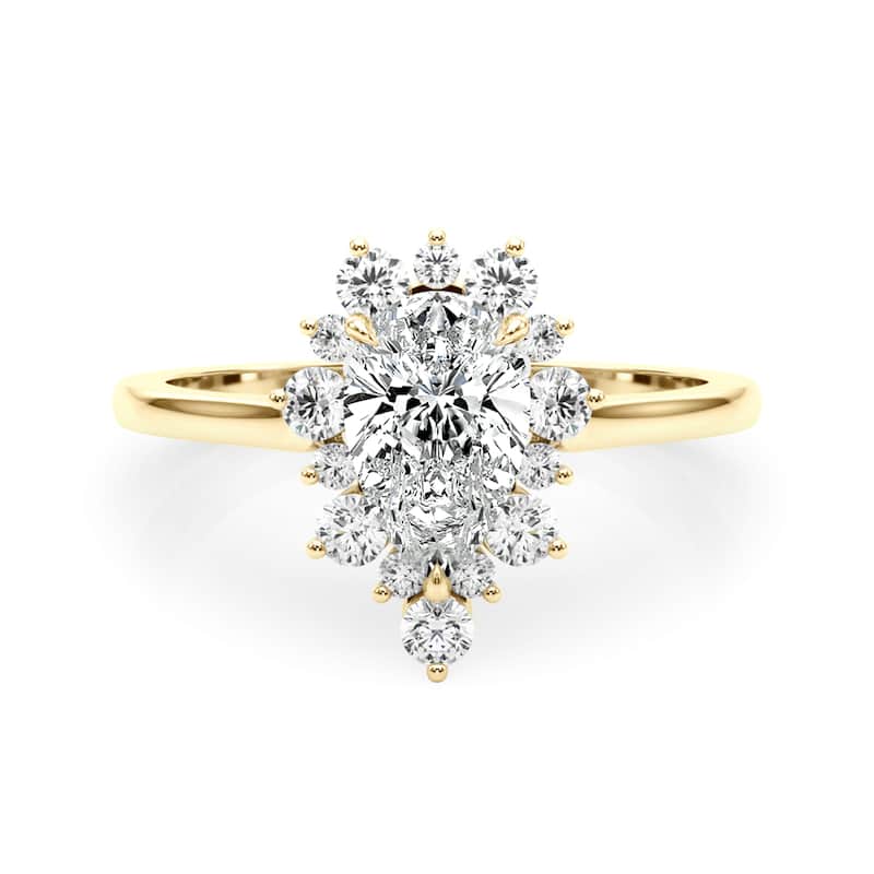 Auriya 14k Yellow Gold Lab Grown Pear Diamond Halo Engagement Ring 0.50 to 5.00 ct. tw. (F-G VS)