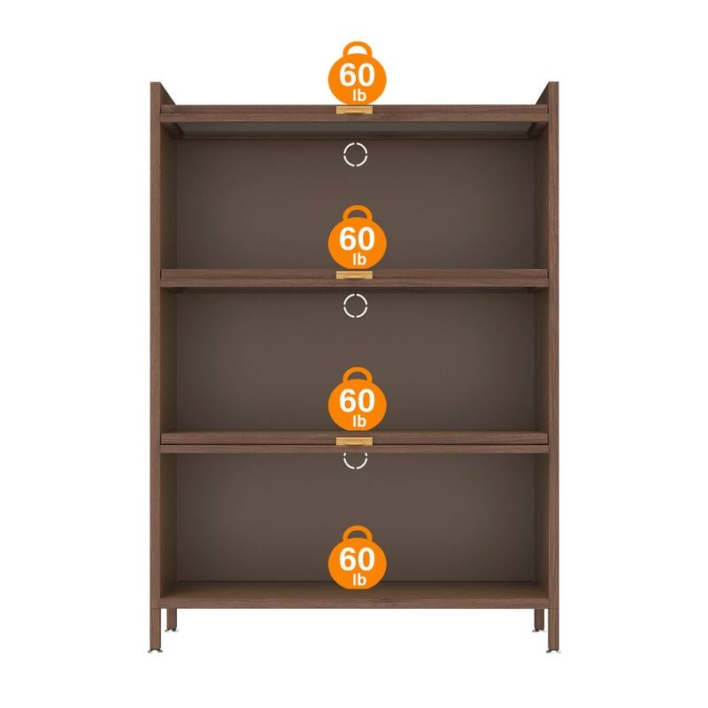 44" Walnut Finish Steel Storage Cabinet - 3-Tier Flip Door Organizer