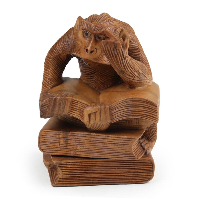 Novica Handmade Diligent Study Wood Sculpture