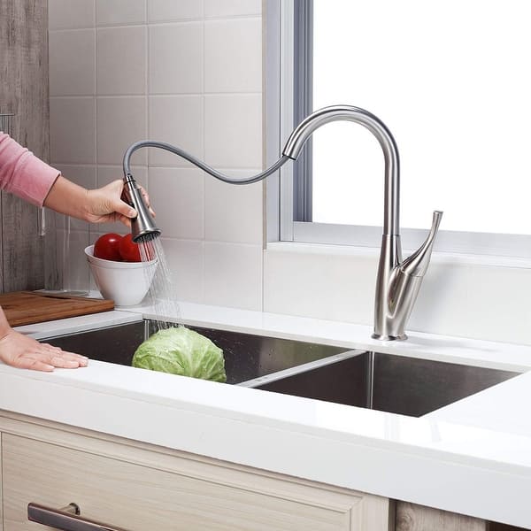 Pull Down Touch Single Handle Kitchen Faucet With Side Spray Overstock 31600537