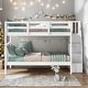 preview thumbnail 1 of 14, Stairway Design Full-over-Full Bunk Bed with Storage and Guard Rail for Bedroom,Dorm White
