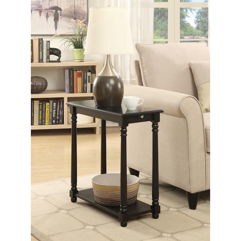 Convenience Concepts French Country Regent Chairside End Table with Pull-Out Shelf - Black
