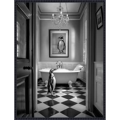 Penguin Bath Time by Niky Rahner Framed Canvas Wall Art