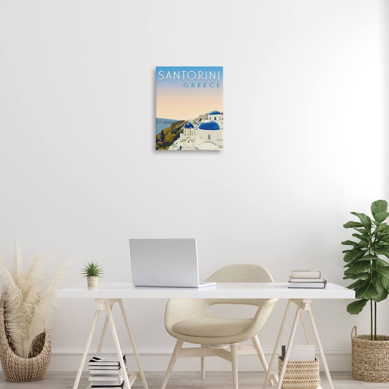 Stupell Vintage Santorini Cityscape Canvas Wall Art Design By Victoria Barnes