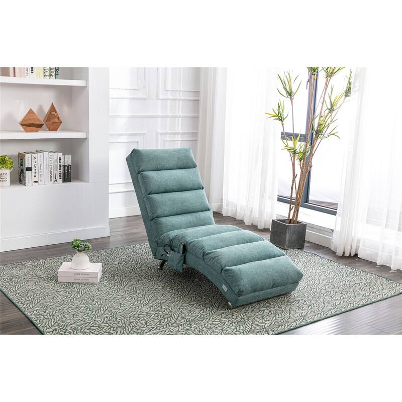 Linen Long Chaise Lounge Massage Recliner - Teal