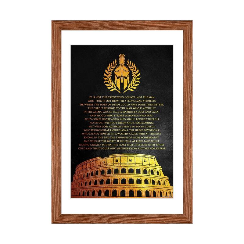 iCanvas "The Man In the Arena" by Adrian Baldovino - Walnut - 24x16x1