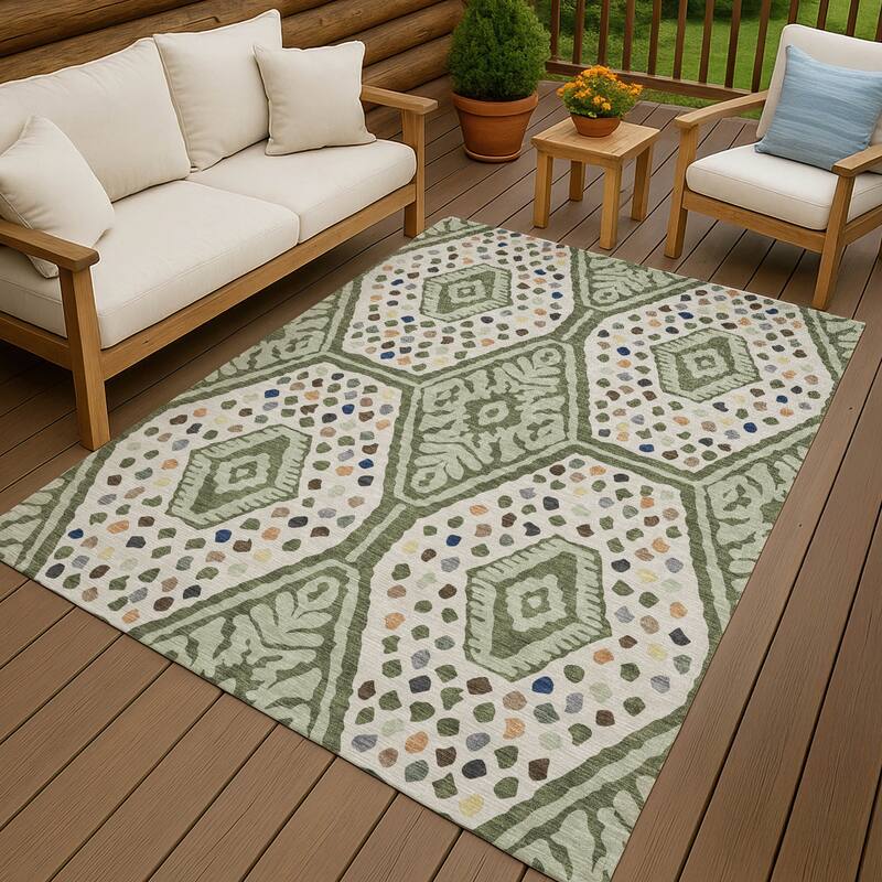 Machine Washable Indoor/ Outdoor Global Nipsey Chantille Rug - Sage - 2'6" x 3'10"