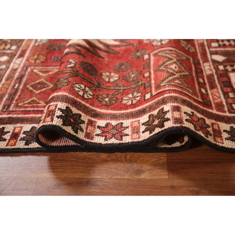 Tribal Qashqai Persian Vintage Area Rug Handmade Wool Carpet - 4'0"x 7'2"