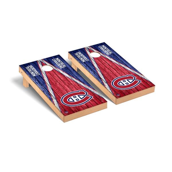 slide 2 of 5, Montreal Canadiens NHL Triangle Cornhole Board Set Include Carrying Case