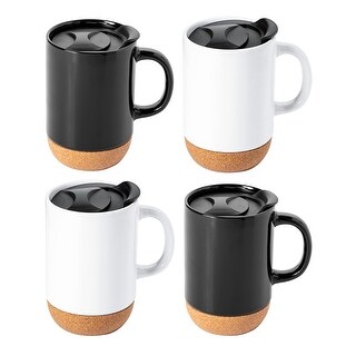 Gibson Home Modani 4 Piece Stoneware Travel Mug Set with Lid and Cork Base  - On Sale - Bed Bath & Beyond - 42547482
