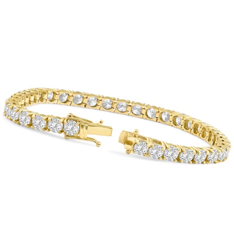 13 Ct. Round Cut Natural Diamond Yellow Gold Round Cut Tennis Bracelet 7"