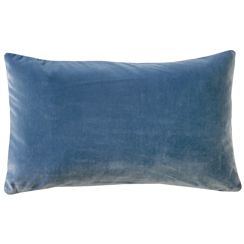 Pillow Decor Castello Soft Velvet Throw Pillows (3 Sizes, 18 Colors) - 12" x 19" - Polyester - Provincial Blue