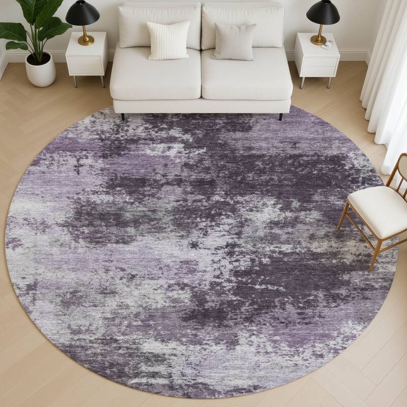Premium Washable Super Soft Abstract Casual Mayfield Rug - Purple - 8' x 8'