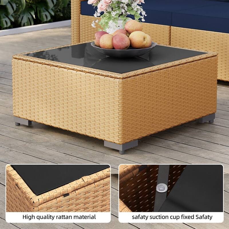 Patio Watcher 7-Piece Yellow Wicker Patio Conversation Set with Cushions
