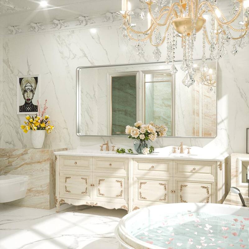 TETOTE Modern Metal Frame Wall Mounted Bathroom Vanity Mirror
