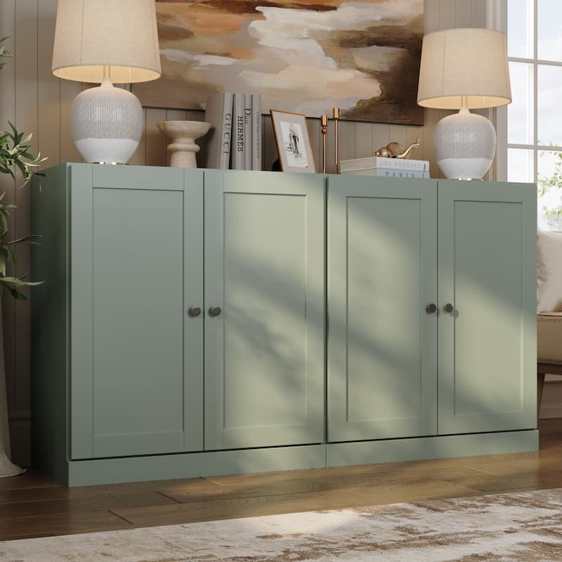 Palace Imports 100% Solid Wood 64" Sideboard with Raised Panel Doors & Adjustable Shelves - Sage