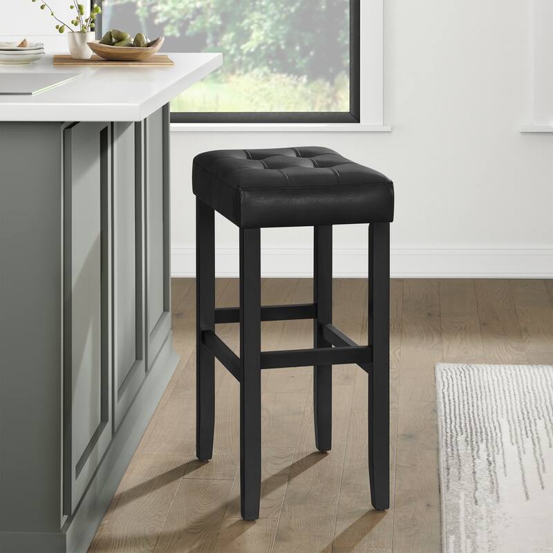 Madison Backless Bar Height Stool Black Finish with Black PU