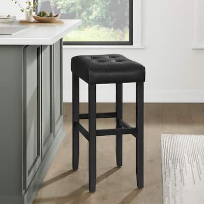 Madison Backless Bar Height Stool Black Finish with Black PU