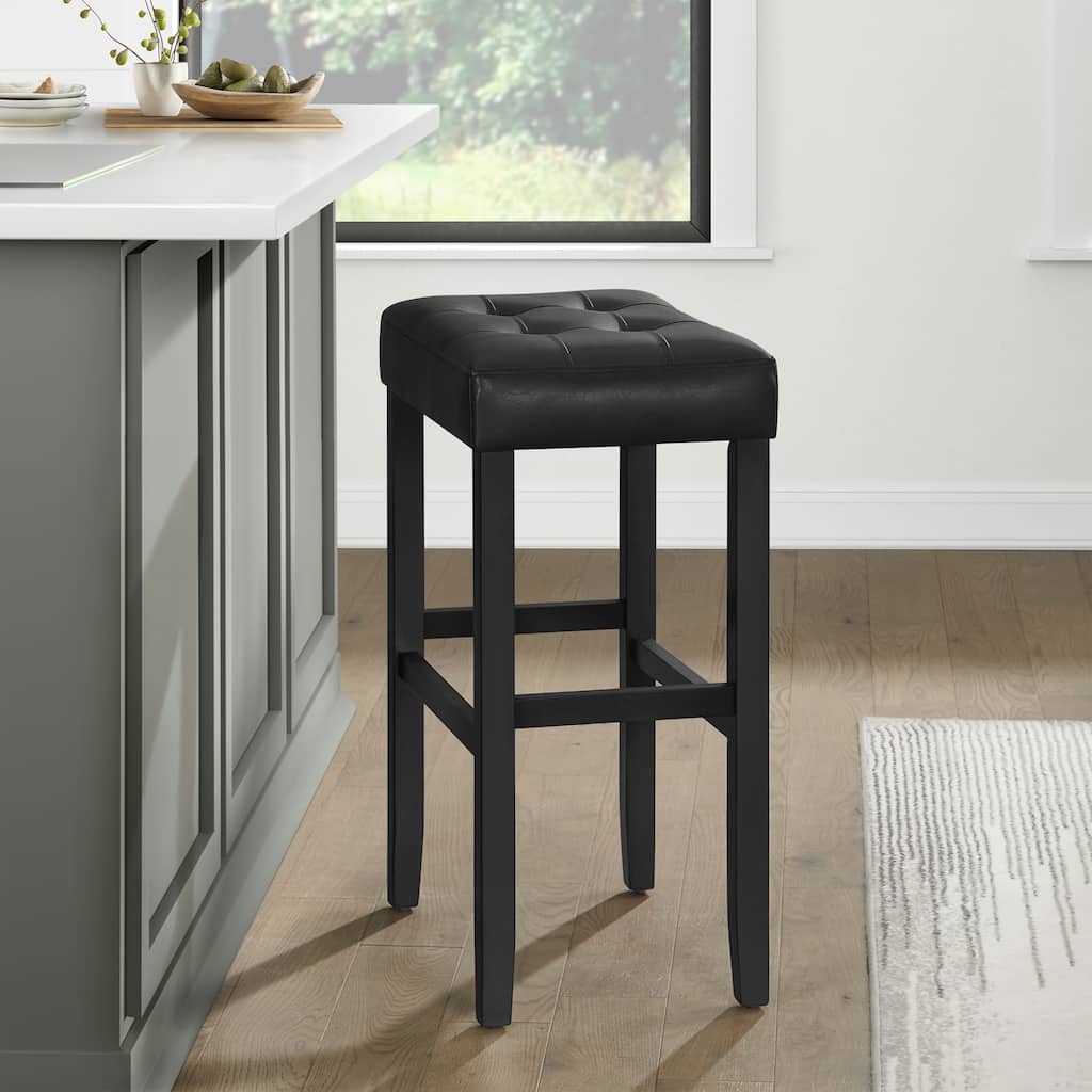 Madison Backless Bar Height Stool Black Finish with Black PU