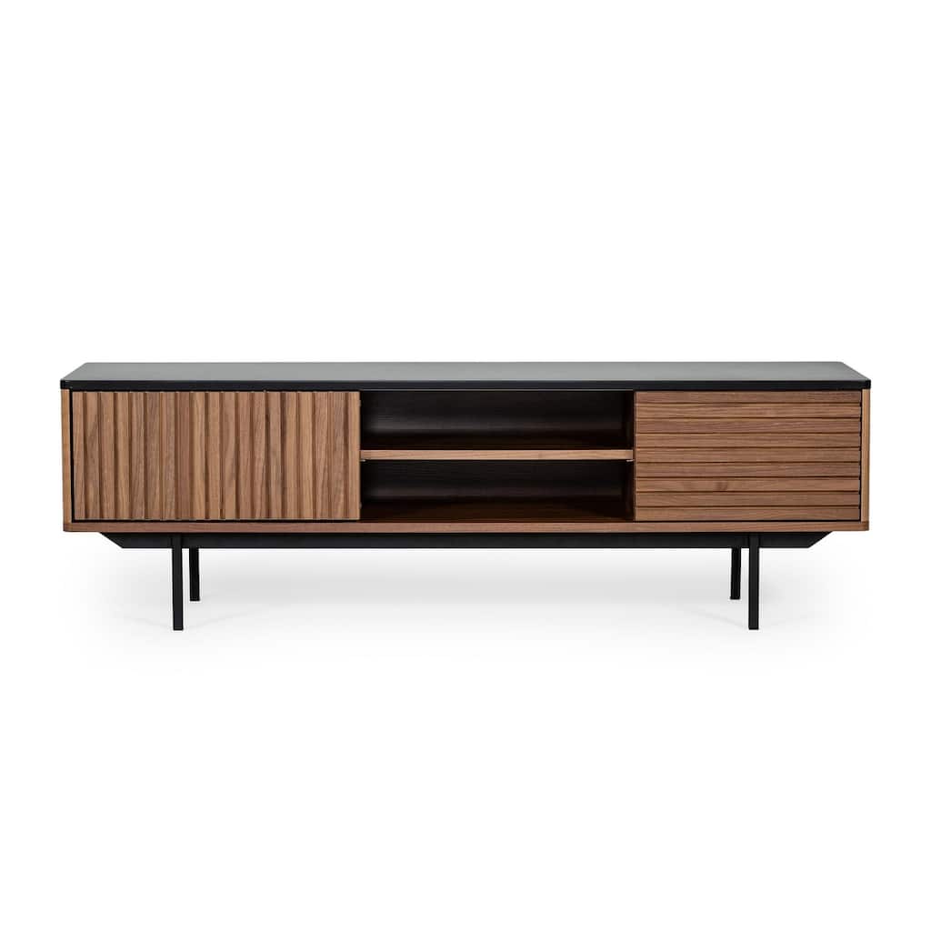 Modrest Elroy Modern Walnut and Grey TV Stand