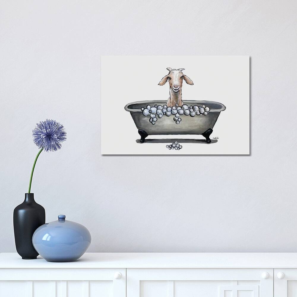 iCanvas "Goat In Bathtub, 'Shyla' The Goat Bathroom Art" by Hippie Hound Studios Canvas Print
