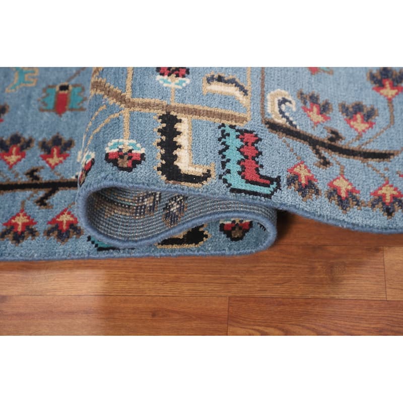 Light Blue Ziegler Foyer Rug Hand-Knotted Wool Carpet - 3'0"x 5'0"