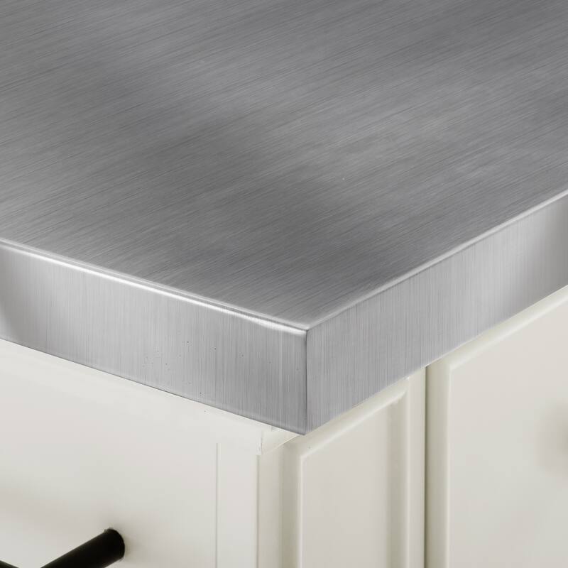 Crosley Julia Stainless Steel Top Island W/X-Back Stools - 50 "W x	60 "D x	41 "H