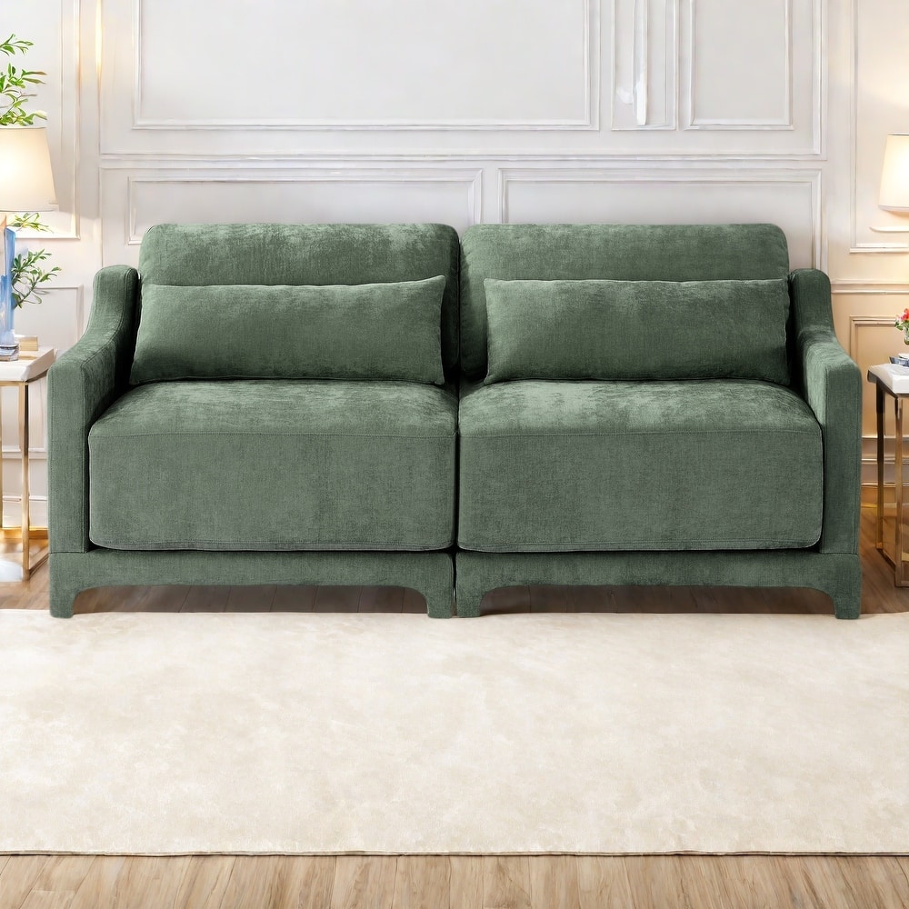 73.2" Chenille 3-Seater Sofa with 2 lumbar pillows for Living Room