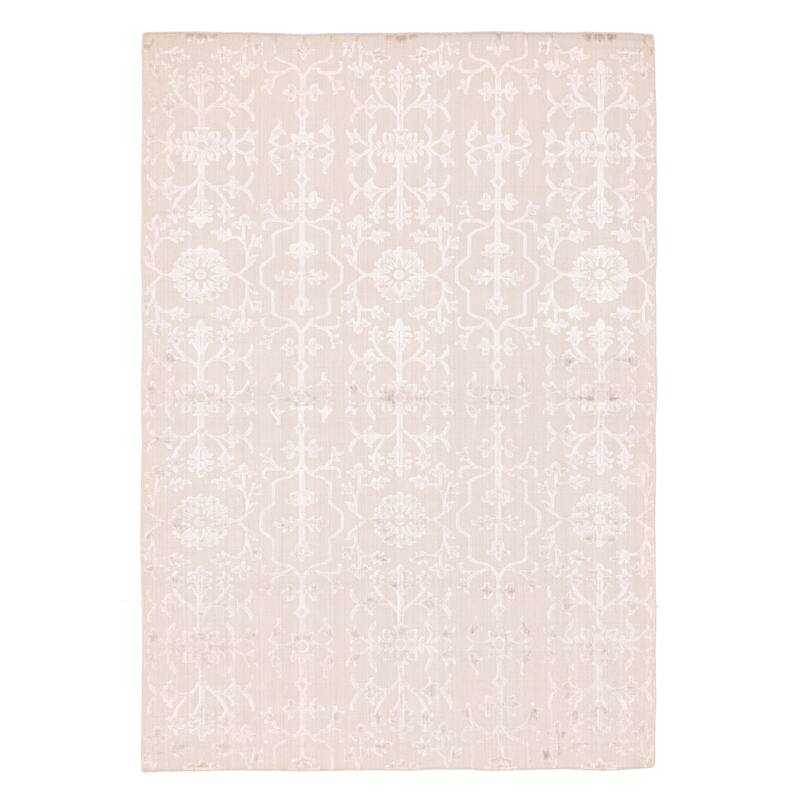 ECARPETGALLERY Hand Loomed Elysian Light Khaki Viscose, Wool Rug - 5'7 x 8'3