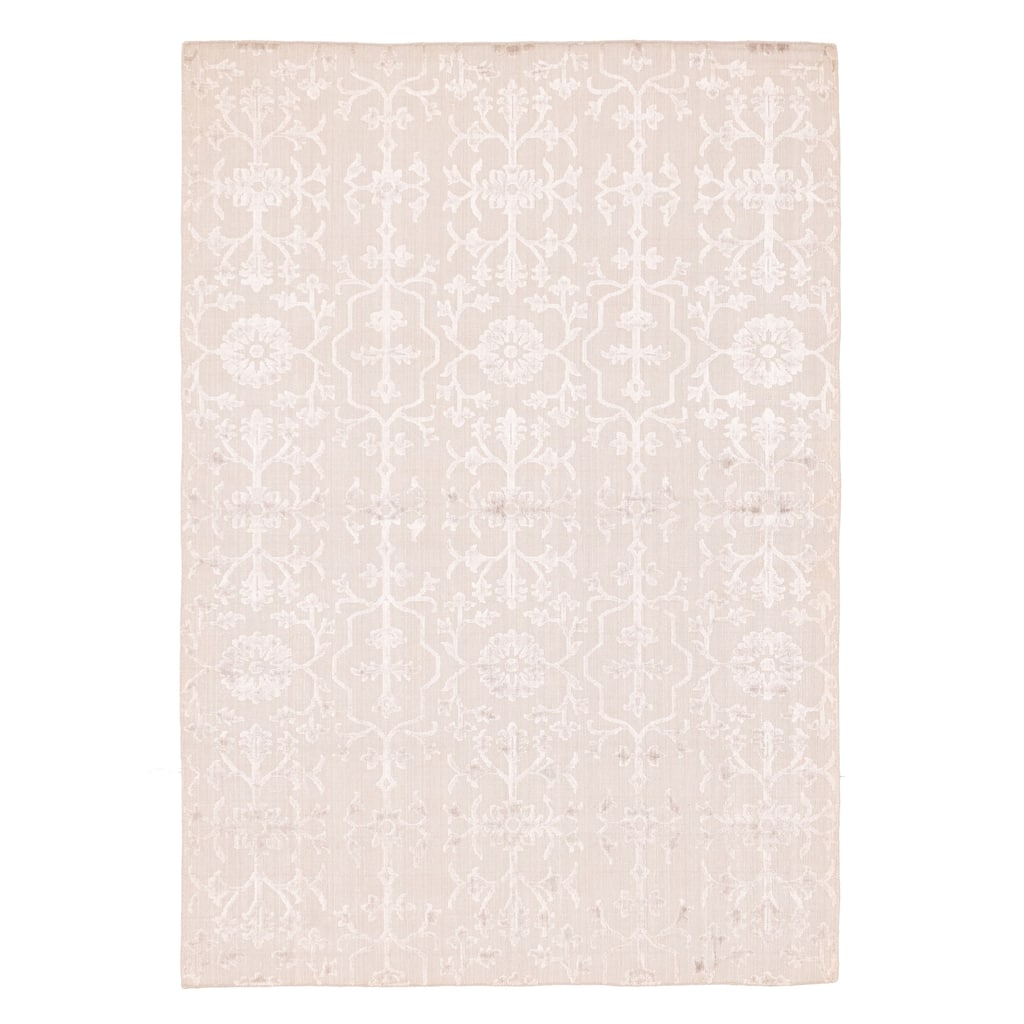 ECARPETGALLERY Hand Loomed Elysian Light Khaki Viscose, Wool Rug - 5'7 x 8'3