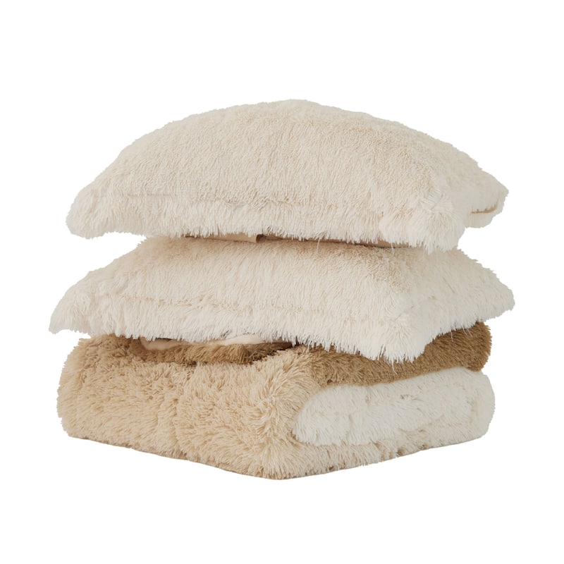 Intelligent Design Ella Ombre Shaggy Long Fur Comforter Mini Set