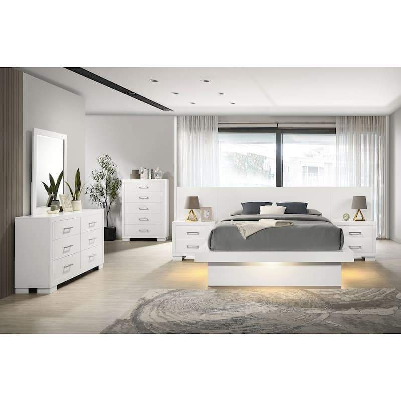 Jessica 6-piece Bedroom Set with Nightstand Panels - Snow White - Eastern King